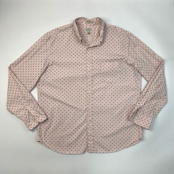 J Crew Shirt Mens XXL Slim Fit Pink Navy Cotton Stretch Printed Button Down - Picture 2 of 13